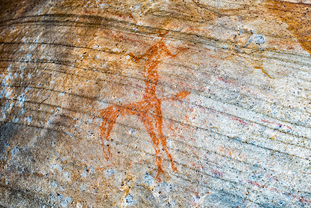 Cederberg山的San绘画石头地区红色风景岩石赭石壁画灰色男人艺术品图片