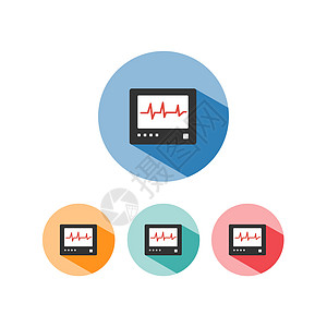 心率监视显示颜色图标 在彩色圆圈上有阴影 心跳图片