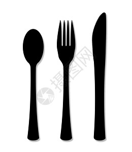刀叉和勺子工具餐具艺术品银器厨具插图绿色金属绘画食物背景