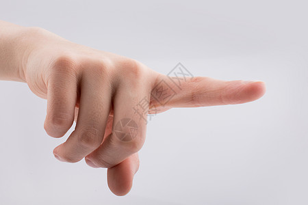 白色背景上的手指针屏幕商业女士女孩女性按钮手势手指背景图片
