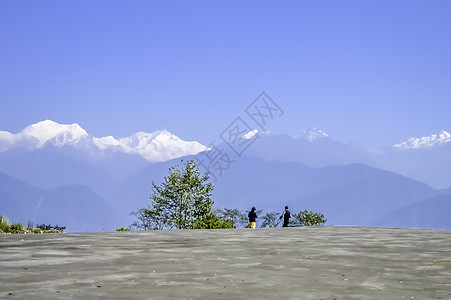 范围从附近的dzrogri出入口sikkim到丘陵阳光旅行远足山顶岩石顶峰风景冰川旅游图片