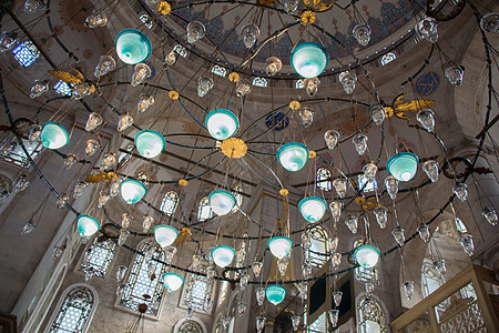 用于装饰的奥托曼风格天花灯市场装饰品玻璃脚凳纪念品灯笼图片