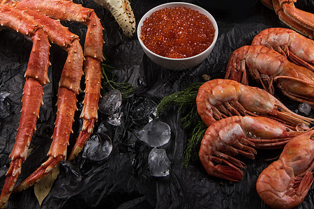 套新鲜的海鲜癌症龙虾贝类派对美食小龙虾高架章鱼甲壳食物图片