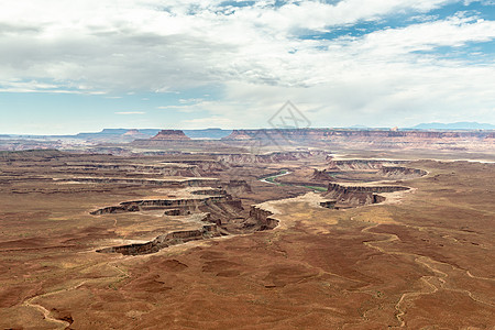 犹他州Canyonland国家公园绿河透视高原峡谷台面地标土地旅游景点砂岩雕刻远景图片