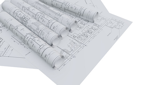 建筑图画 平整和滚动打印商业构造设计师建筑师房子计算机绘画项目蓝图图片