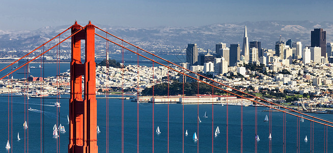 旧金山金门桥全景大桥建筑学城市蓝色办公室旅行市中心商业假期地标景观图片