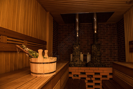 俄罗斯浴缸内部餐具座位房子长椅叶子扫帚木头温度钢包配件图片