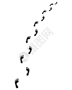 人类光脚足迹的轨迹插图墨水人行道解剖学脚步环境黑色手指邮票男人背景图片