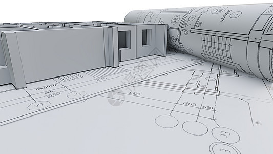 在施工图上建造房屋的墙壁工作住宅蓝图草图绘画商业设计房子建筑学工程图片