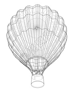 白色热气球轮廓热气球篮子旅行白色娱乐漂浮技术自由蓝图乐趣条纹插画