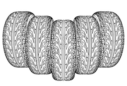 汽车轮胎概念  3 的矢量渲染机器车轮车皮草图空闲车辆运输绘画剪影硫化图片