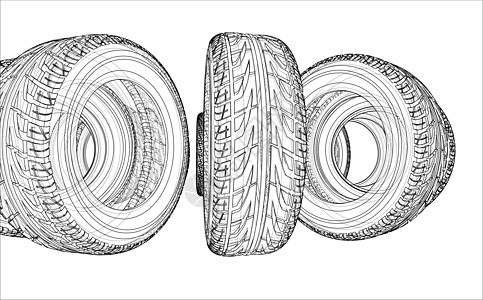 汽车轮胎概念  3 的矢量渲染草图车轮绘画团体驾驶空闲机器服务圆圈卡车图片