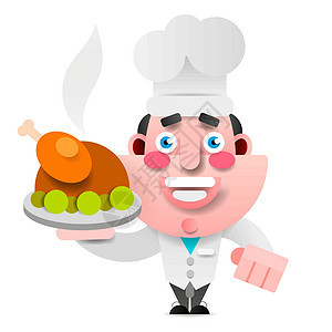 烤鸭的厨师对 TrayBon 胃口大开 日志厨房插图孩子首席卡通片男性帽子盘子菜单食物图片