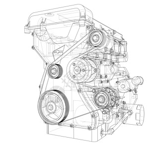 发动机草图  3 的矢量渲染工程蓝图机器汽油墨水维修剪影力量项目技术图片