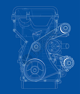 发动机草图  3 的矢量渲染项目墨水机器绘画维修车辆打印服务蓝图技术图片