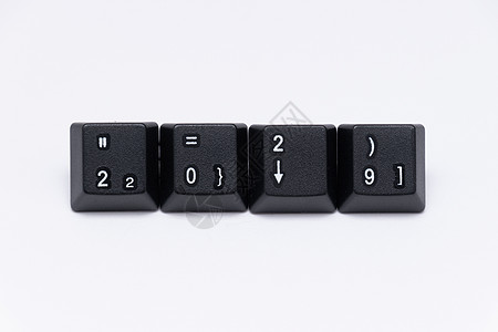 不同年份字名键盘黑键帽子字母数字插图技术电脑白色正方形打字机英语背景图片