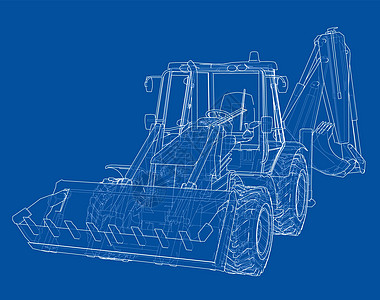 背动式装载铲示意图车轮机件工程师机械创造力蓝图技术绘画建造业拖拉机图片