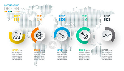 一步一步的圆形标签信息图图表商业公司项目日历流程圆圈插图数据横幅图片