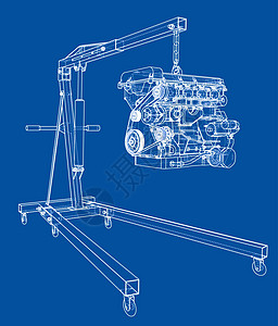 发动机起重机与发动机 outlin腰带插图服务电梯维修风俗检查车站工具机械图片