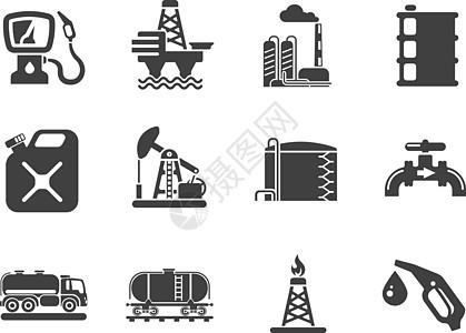石油和石油工业对象图标团体炼油厂互联网矿物矢量岩油燃料发电商业油泵图片