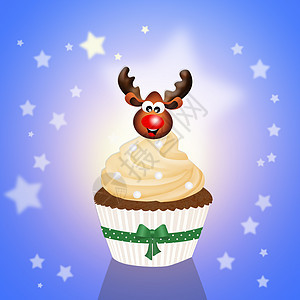 圣诞松饼蛋糕玻璃奶油庆典星星巧克力糖果背景图片