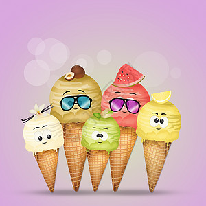 夏季各种口味的冰淇淋图片