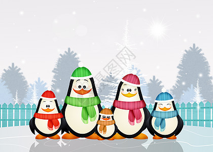 圣诞快乐的企鹅背景图片
