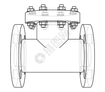管道矢量工业阀门大纲  3 的矢量渲染化学品管道工程草图技术旋转气体绘画龙头工厂设计图片