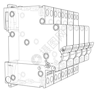 自动断路器概念 韦克托路器草图工程安全插图盒子断路器力量电缆活力图片
