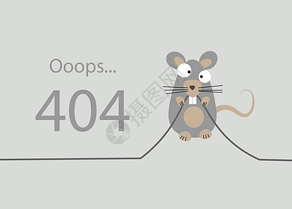 鼠咬断电缆 404 错误 页面未找到 连接错误 矢量插图图片