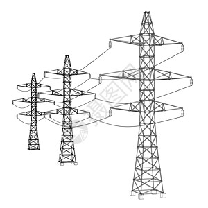 电塔或电塔概念 韦克托活力草图力量电力插图电缆电压通讯城市电报图片