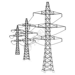 电塔或电塔概念 韦克托电压插图技术电缆电力电报框架城市通讯活力图片