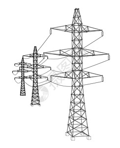 电塔或电塔概念 韦克托电报电缆城市活力插图力量草图框架电力电压图片