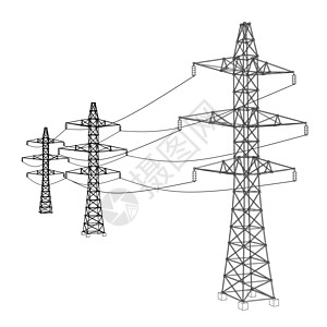 电塔或电塔概念 韦克托城市框架力量电报电力通讯电缆技术活力草图图片