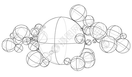 抽象轮廓领域概念 韦克托圆形纬度素描矢量条纹球体数字行星图学全球图片