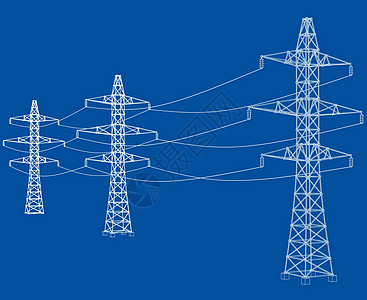 电塔或电塔概念 韦克托活力草图电报框架通讯电压技术城市电力力量图片