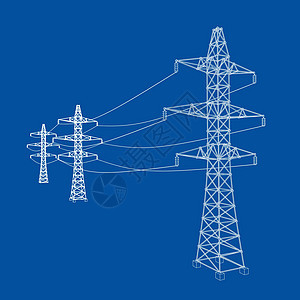 电塔或电塔概念 韦克托草图活力技术电报城市通讯力量电力插图电压图片