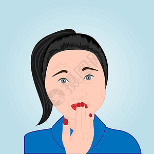 一个女孩用手捂住嘴 试图避免打嗝消化系统气泡感染毒素疾病气味消化空气症状气体图片