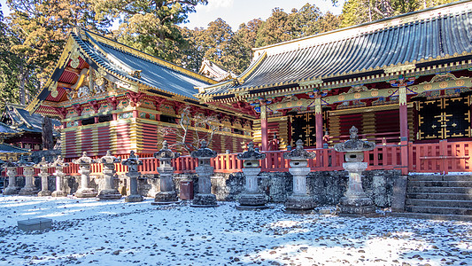 圣金科三圣商店在托绍古神社 J区尼科神社石头历史旅行建筑建筑学寺庙神道文化仓库图片