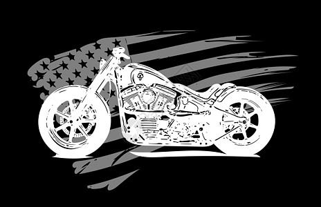 手绘和加插的美国旧式直升机摩托车浮标维修车轮合金小子引擎插图速度汽车发动机图片