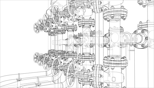 工业设备草图 韦克托管子化学品制造业插图龙头设施阀门气体旋转螺栓图片