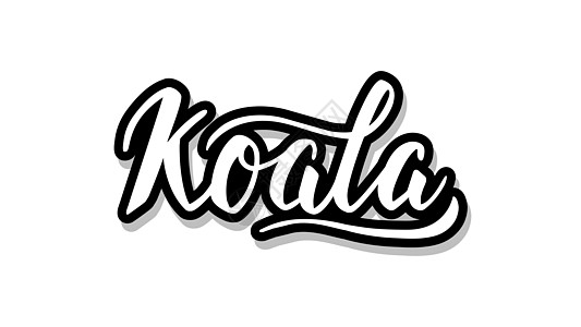 用于您设计插图概念的 Koala 书法模板文本 白孤立背景上的手写字母标题矢量单页图片
