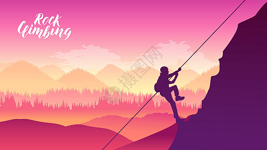 攀岩者在攀登悬垂时休息活动挑战太阳绳索成人女孩斗争运动天空女性图片
