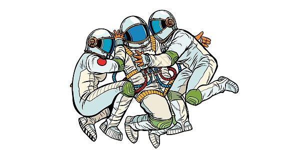三个宇航员抱抱图片
