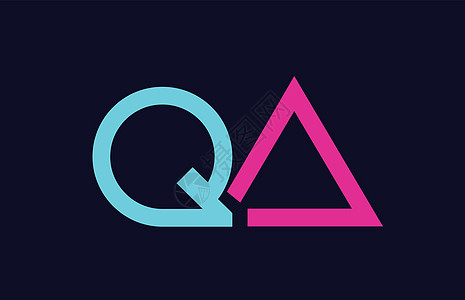 Qa Qa 蓝色粉红色多彩字母表字母标志组合图片