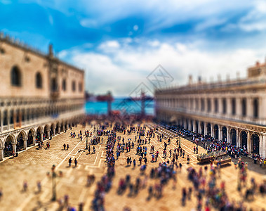 意大利威尼斯圣马克广场的全景空中观测 意大利威尼斯建筑游客吸引力景观正方形广场天空大教堂旅行城市图片