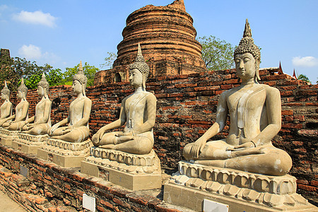 Ayutthaya的古佛像雕像建筑学历史宗教寺庙黄色文化地标旅行白色图片