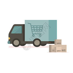 送货卡车承载在线订单 交货增值税导游货运时间纸板物流销售购物城市货物汽车图片