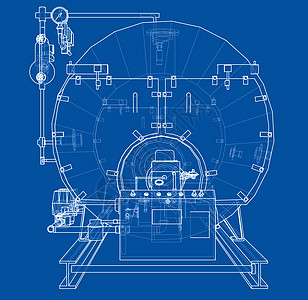 工业锅炉大纲  3 的矢量渲染插图3d阀门工程蓝图压力化学品力量机械设施图片