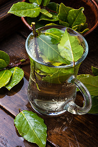 美味的草药茶叶子减肥饮料输液桌子树叶芳香茶叶茶杯植物图片